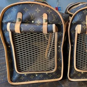 Authentic LOUIS VUITTON Sac Chien 50 cm Pet Carrier Bag Monogram Leather